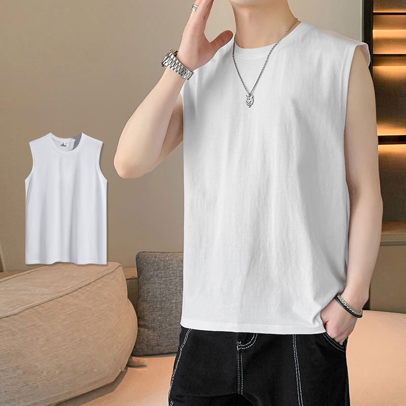 Áo Thun Thể Thao Sát Nách Cổ Tròn Dáng Rộng Màu Sắc Đơn Giản Cho Cặp Đôi