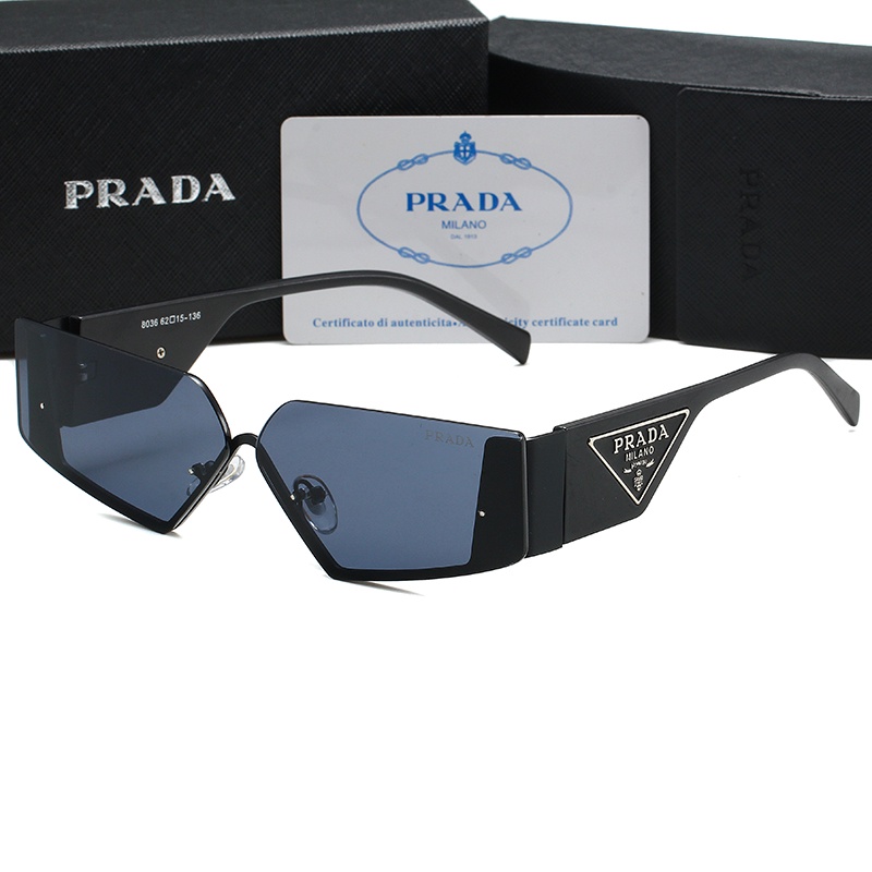 Kính Râm Rhodium 2023 PRADA Gọng Vuông Đính Đá Phong Cách vintage Sang Trọng 8036