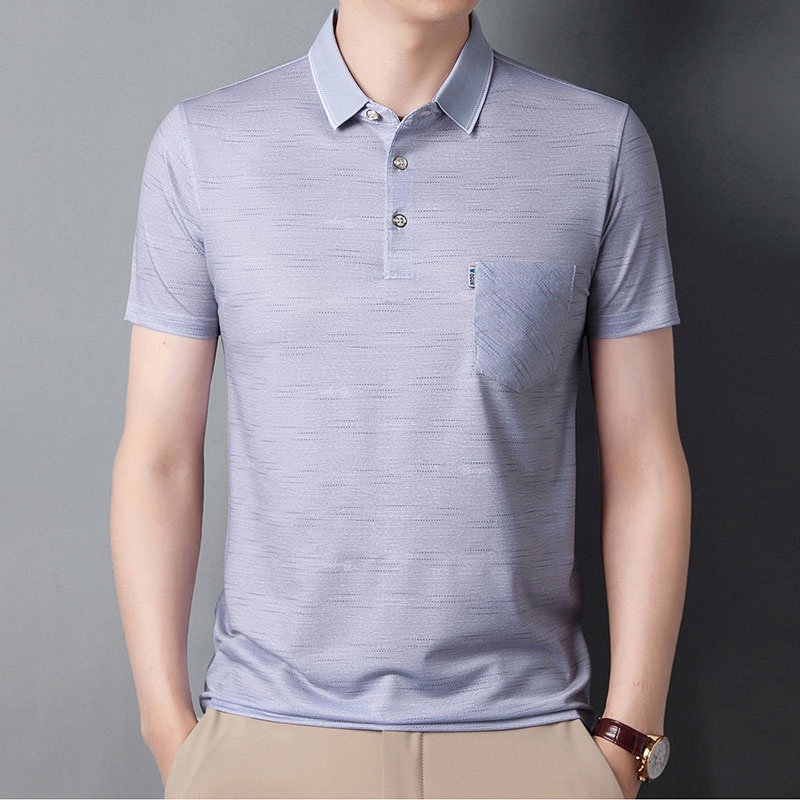 Áo polo Mỏng Tay Ngắn Màu Sắc Trơn Thời Trang Mùa Hè Cho Nam