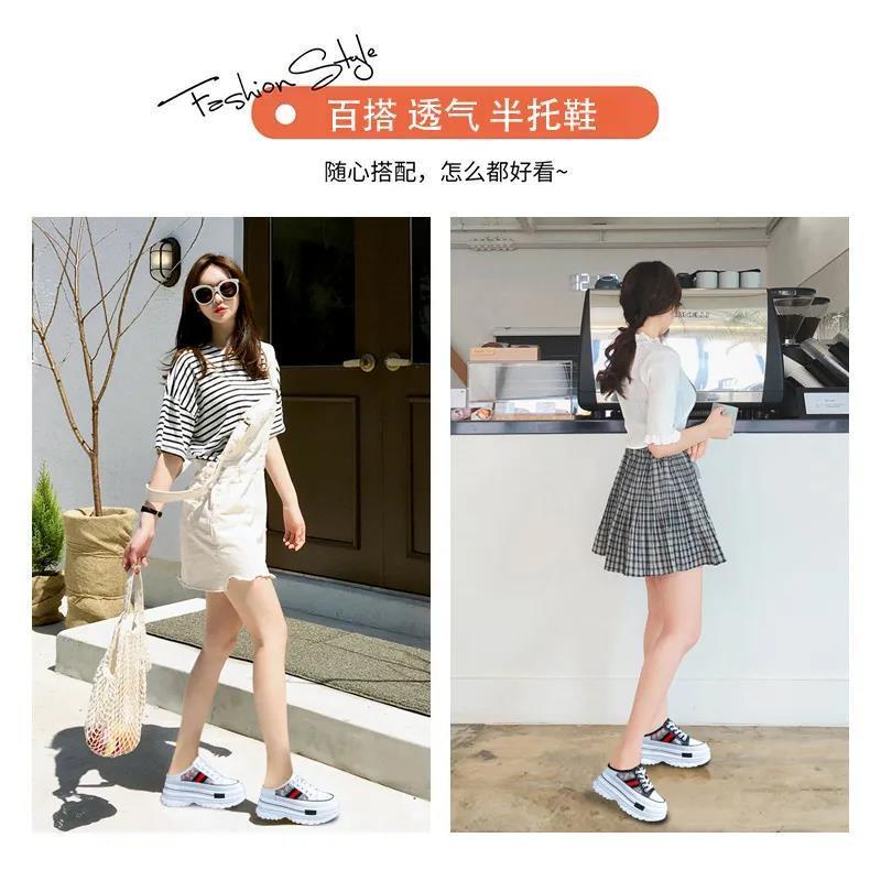 Dép Quai Ngang Vải Canvas Phối Lưới Thoáng Khí Thời Trang Mùa Hè Phong Cách Mới Cho Nữ