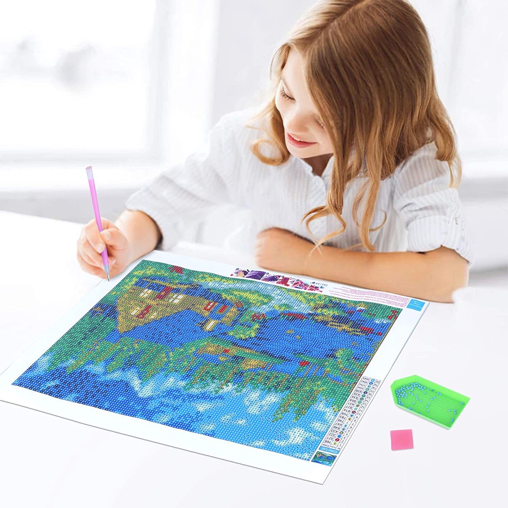 Bộ Tranh Đính Đá 5D Tự Làm Có Khung Dùng Trang Trí Phòng Khách / Phòng Ngủ / Phòng Ngủ / Làm Quà Tặng Cho Bé tranh đính đá kuromi