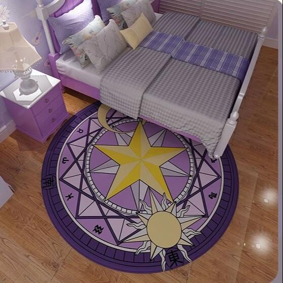 Thảm Trải Sàn Hình Tròn Họa Tiết Hoạt Hình Sakura