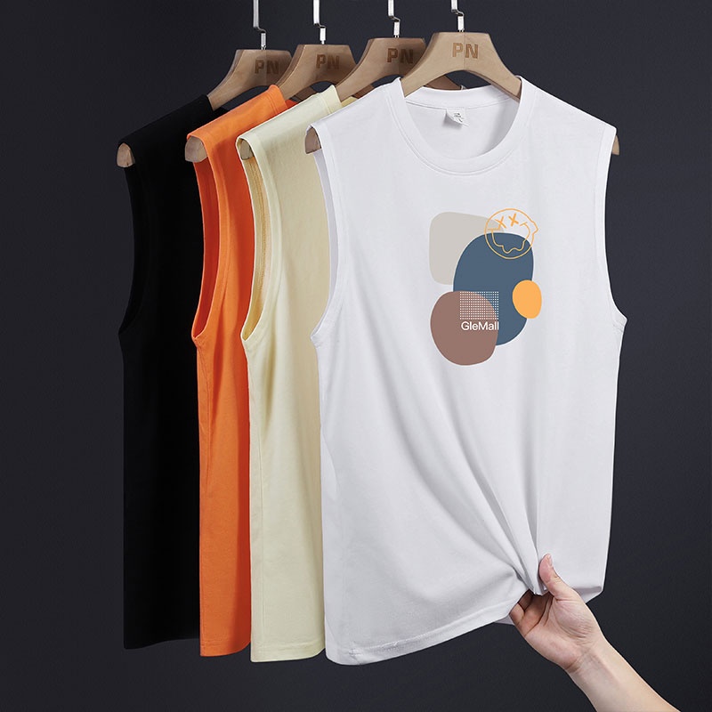 Áo Thun Thể Thao Sát Nách Cổ Tròn In Họa Tiết Đơn Giản Thời Trang Mùa Hè Cho Nam