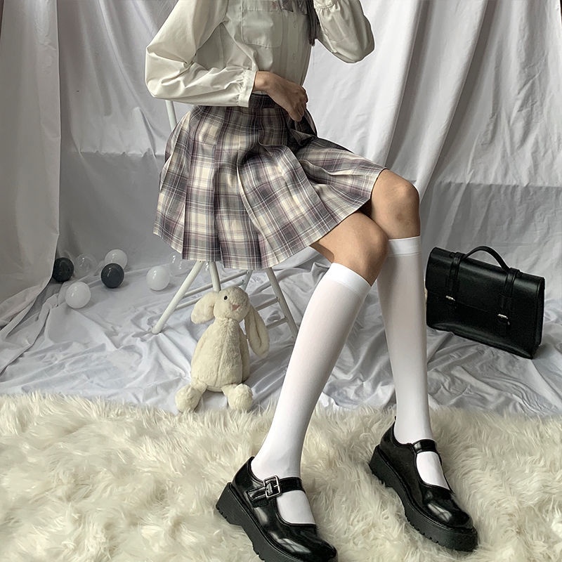 [M &amp; E] Vớ Dài Qua Gối Lụa Mỏng Màu Trắng Thời Trang Mùa Hè Cho Nữ20230759
