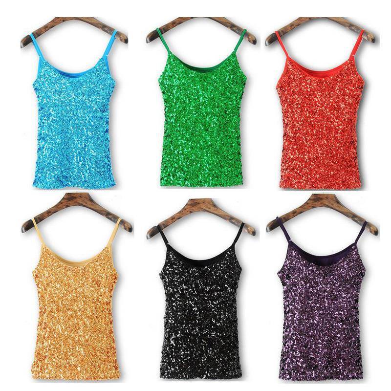 Áo Hai Dây Đính Kim Sa Lấp Lánh Phong Cách Hàn Quốc Dễ Thương Cho Nữ