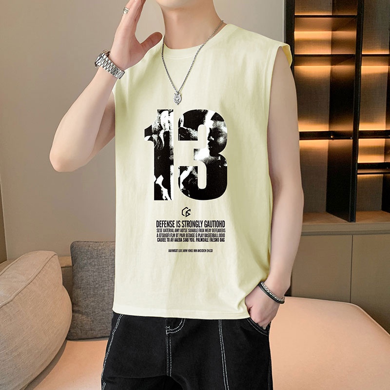 Áo Thun Ba Lỗ In Họa Tiết Kỹ Thuật Số Dáng Rộng Trẻ Trung Thời Trang Mùa Hè Cho Nam