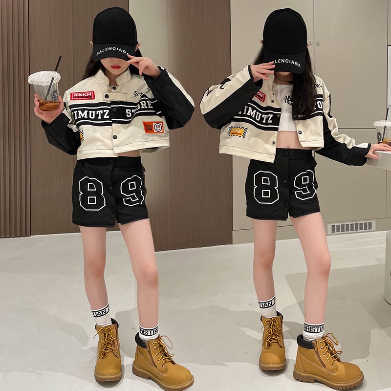 * * O kho Cc c a c G i * Đồng Phục Bóng Chày Hai Mảnh Mùa Xuân 2023 Kích Thước Vừa Và Lớn Phong Cách Đường Phố Cho Bé Gái