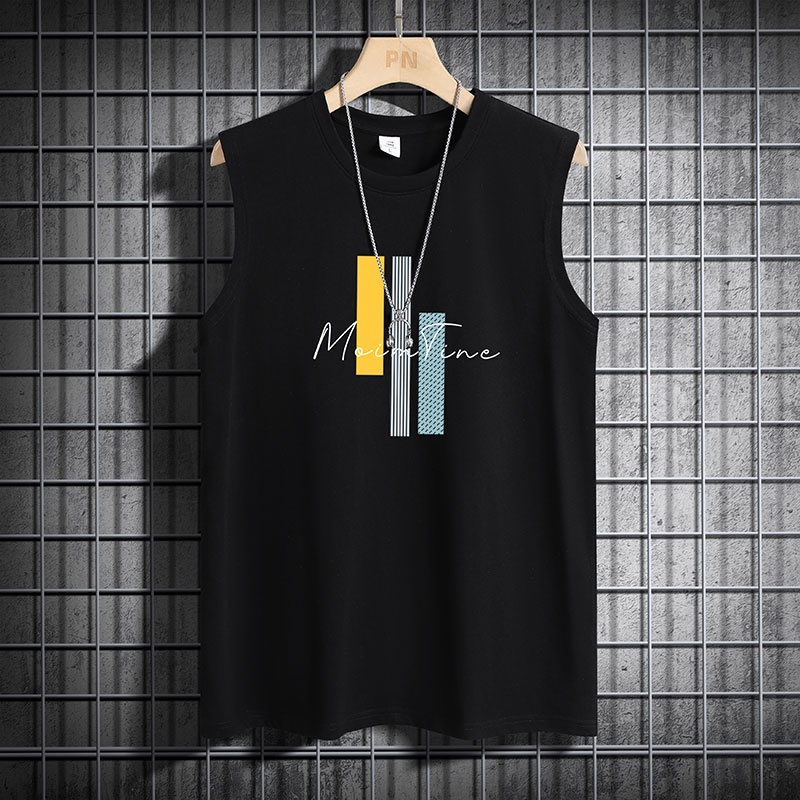 Áo Tank Top Thể Thao Sát Nách Cổ Tròn Thoáng Khí In Họa Tiết Trẻ Trung Phong Cách Hàn Quốc Cho Nam