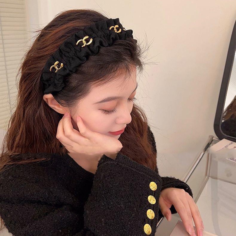 Băng Đô Cài Tóc Màu Đen In Chữ Phong Cách Hàn Quốc Đơn Giản Thời Trang