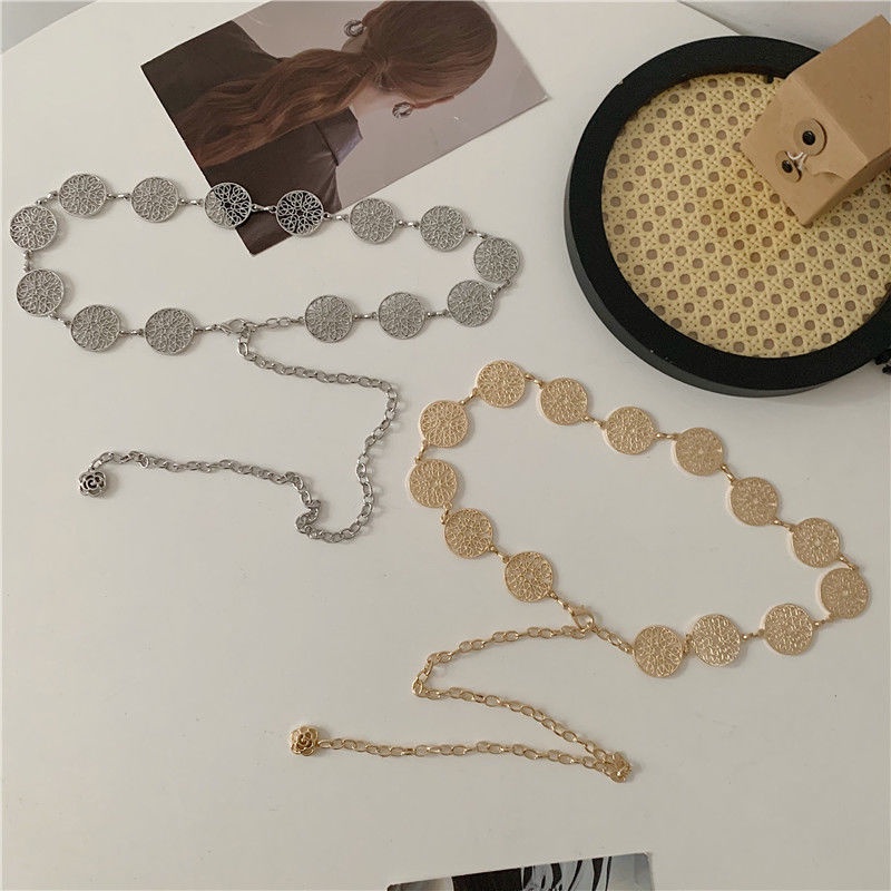 Thắt Lưng Dây Xích Kim Loại Phong Cách Âu Mỹ Dễ Phối Đồ Thời Trang Cho Nữ