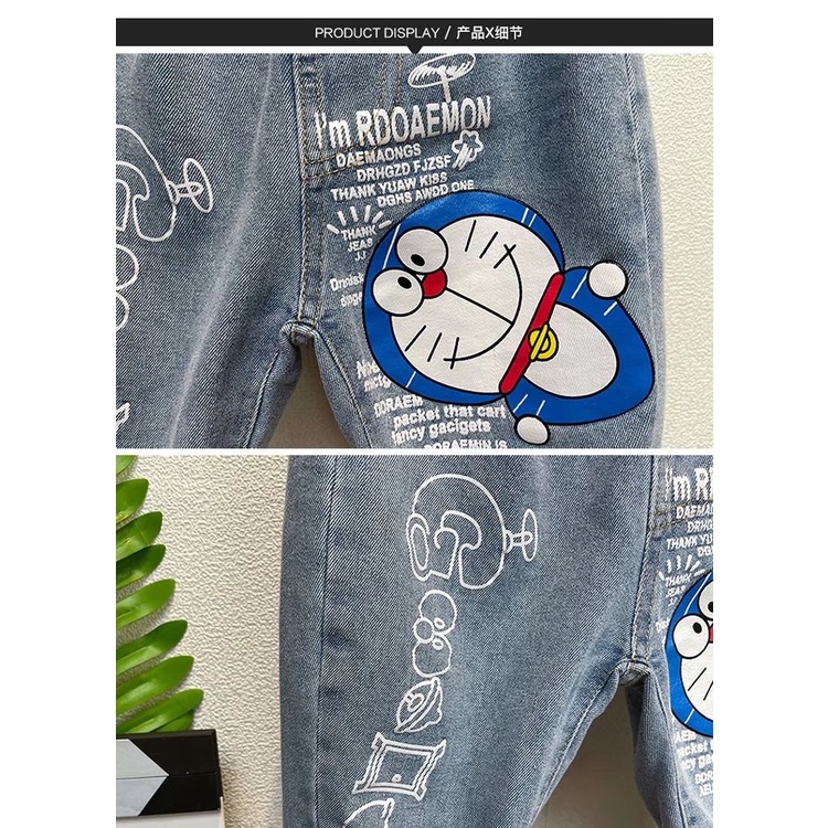 Quần Jean Dài In Hoạt Hình Doraemon Thời Trang Mùa Hè 2023 Cho Bé Trai