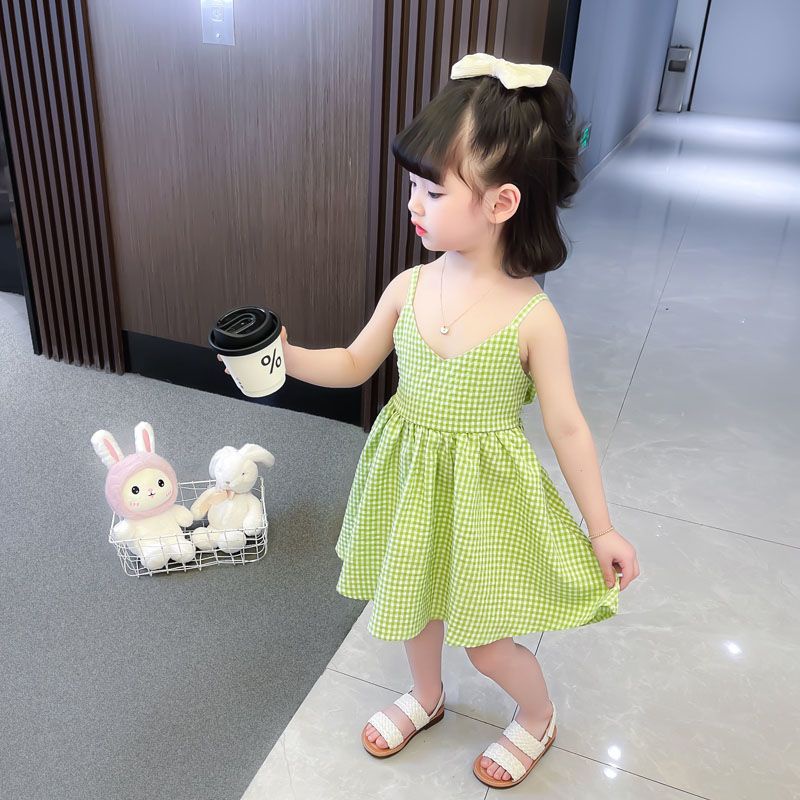 Đầm Công Chúa Hai Dây Bằng Cotton Trơn Họa Tiết Hoa Thời Trang Mùa Hè Hàn Quốc Dễ Phối Đồ Dành Cho Bé Gái