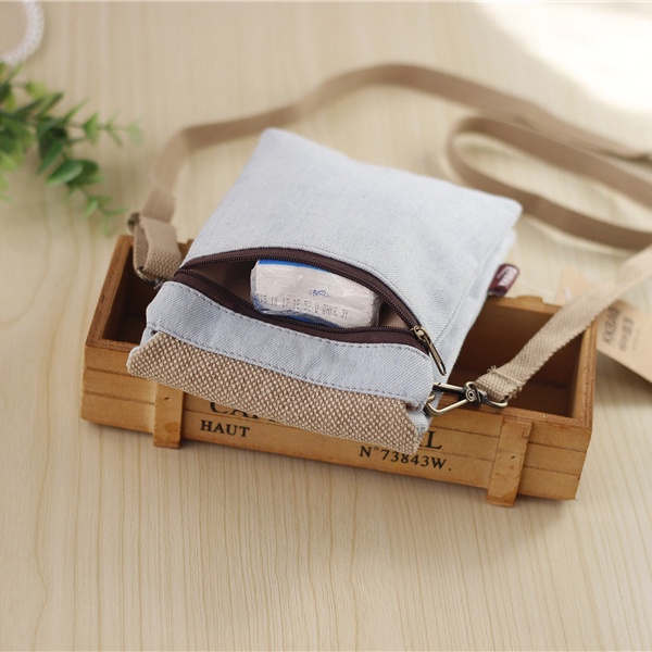 Túi Vải Đeo Chéo Mini Nhiều Ngăn Đựng Điện Thoại Màu Trơn Đơn Giản Thông Dụng Dành Cho Nam Nữ