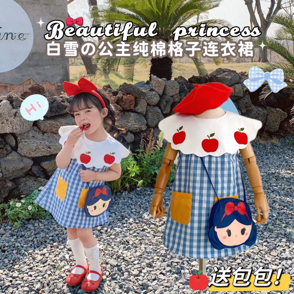 Đầm Công Chúa Bạch Tuyết Hoạt Hình Phong Cách Phương Tây Cho Bé Gái