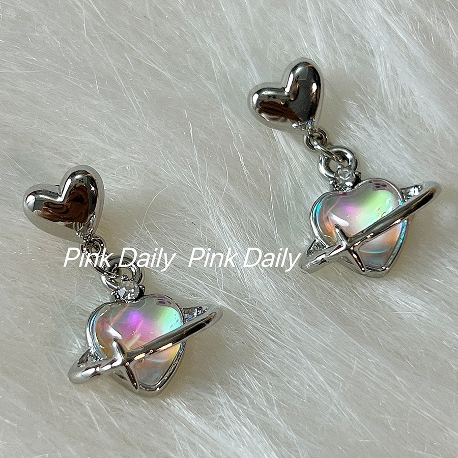 Bông Tai Hình Trái Tim Đính Đá Mắt Mèo Thời Trang Cho Nữ