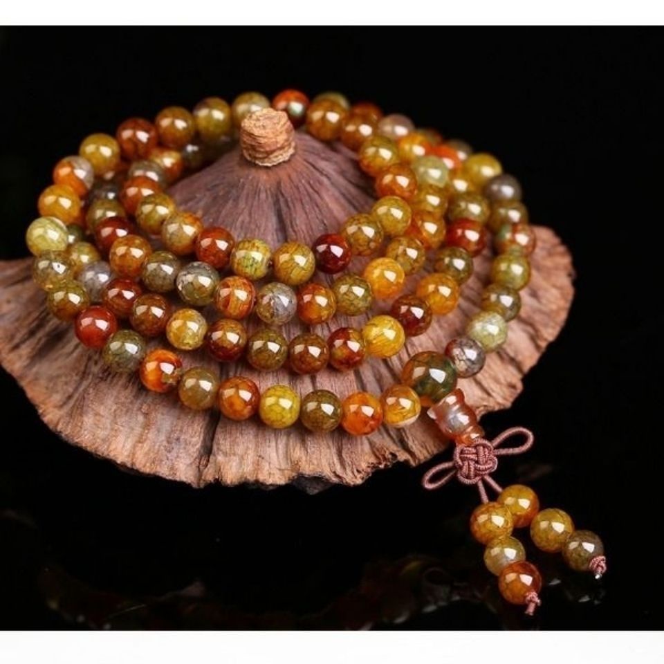 Vòng Tay Chuỗi Hạt Đá Mã Não 108 Hạt Tự Nhiên 3.28 In Họa Tiết Rồng Thời Trang Cho Cặp Đôi