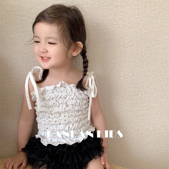 Áo Thun Không Tay Xếp Ly Thắt Nơ Dễ Thương Dành Cho Bé