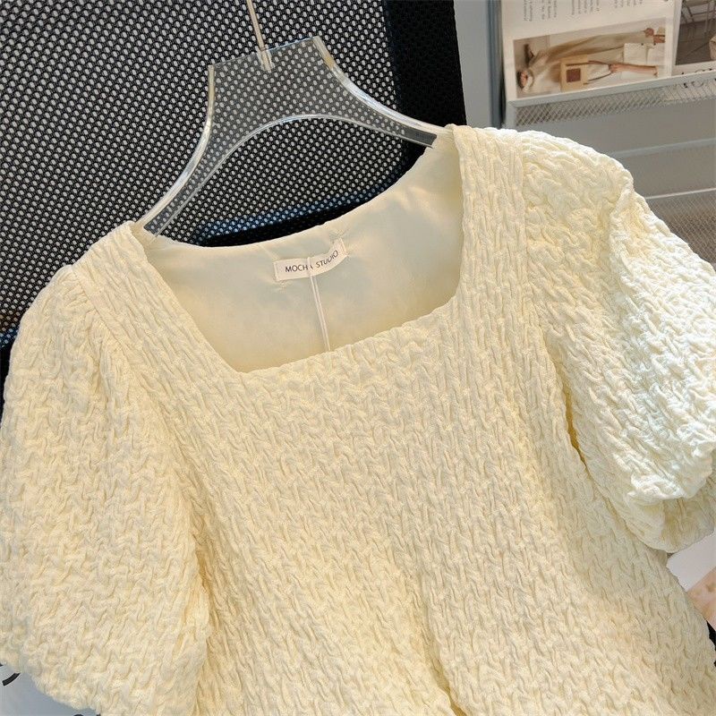 Áo Sơ Mi Chiffon Cổ Vuông Tay Phồng Thời Trang Mùa Hè 2023 Phong Cách Mới Cho Nữ