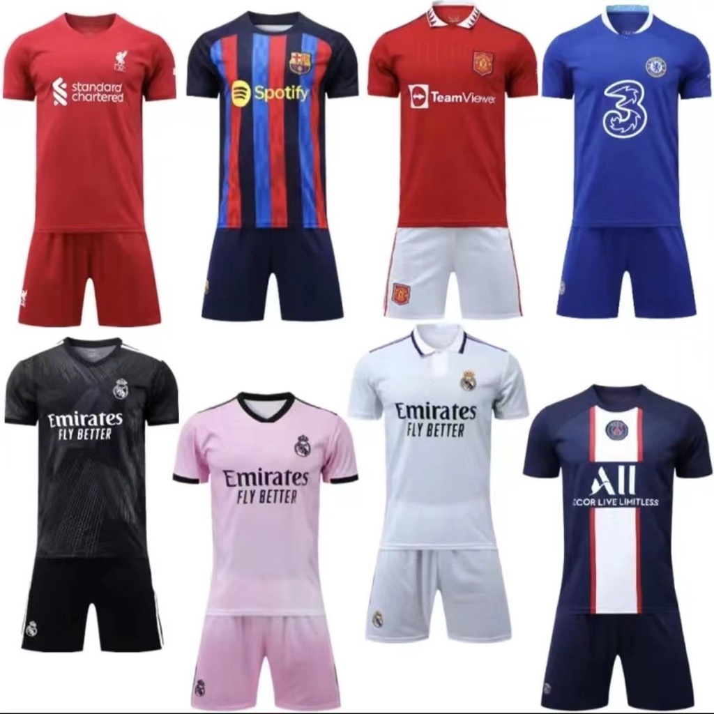 ▤Đồng phục bóng đá mới tùy chỉnh mùa giải 22/23 Real Madrid Manchester United Barcelona đồng phục bóng đá phù hợp với áo