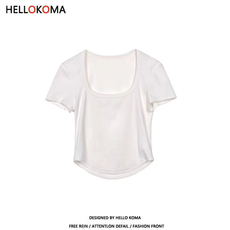 Áo Thun Tay Ngắn Cổ Chữ U Màu Trắng Trơn Thời Trang Mùa Hè Cho Nữ