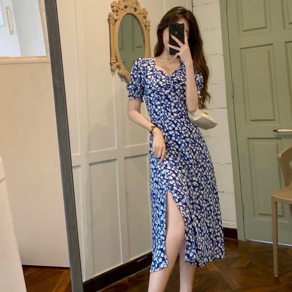 Đầm Ngắn Tay Ôm Eo In Hoa Thời Trang Mùa Hè Dành Cho Nữ