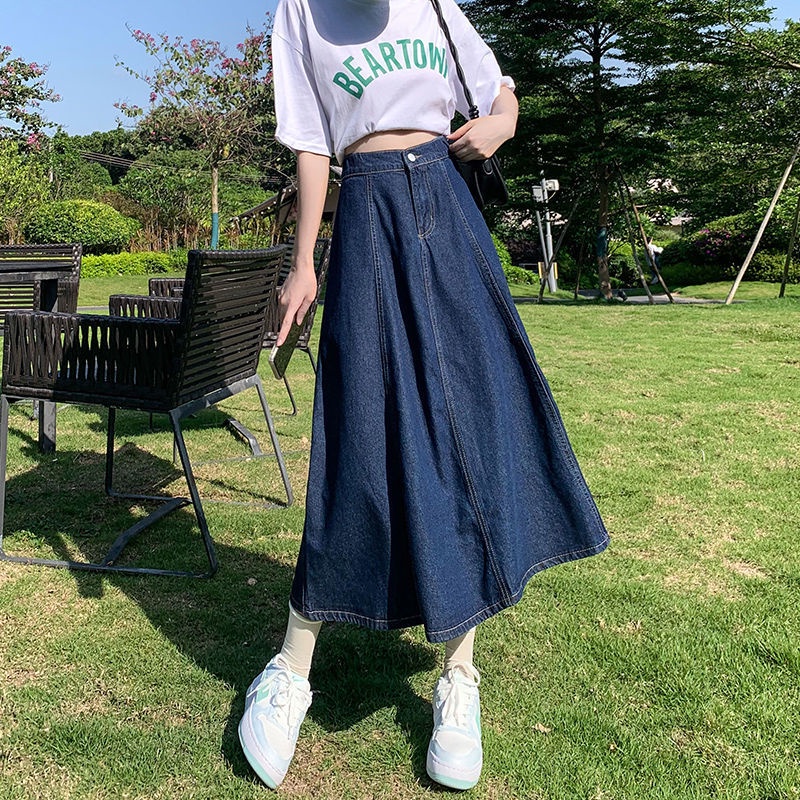 Chân váy jean Mỏng Dáng Chữ a Lưng Cao Co Giãn Thời Trang Mùa Hè 2023 Cho Nữ