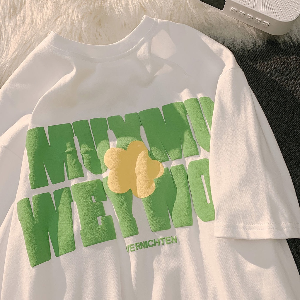 Áo Thun 100% Cotton Tay Ngắn Dáng Rộng Phong Cách Hàn Quốc Thời Trang Mới Cho Nữ