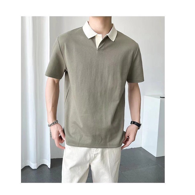Áo Thun POLO Tay Ngắn Dáng Rộng Màu Trơn Thời Trang Mùa Hè Hàng Mới Dành Cho Bạn Nam