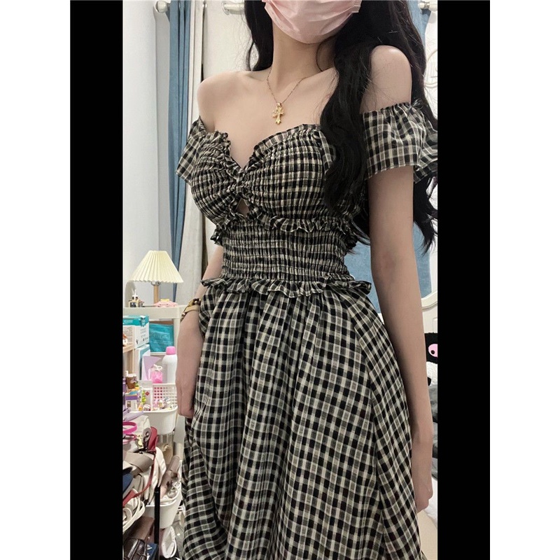 [Bán Chạy] Đầm Dài Dáng Ôm Không Dây Hở Vai Kiểu Pháp Hepburn Thời Trang Mùa Hè Cho Nữ