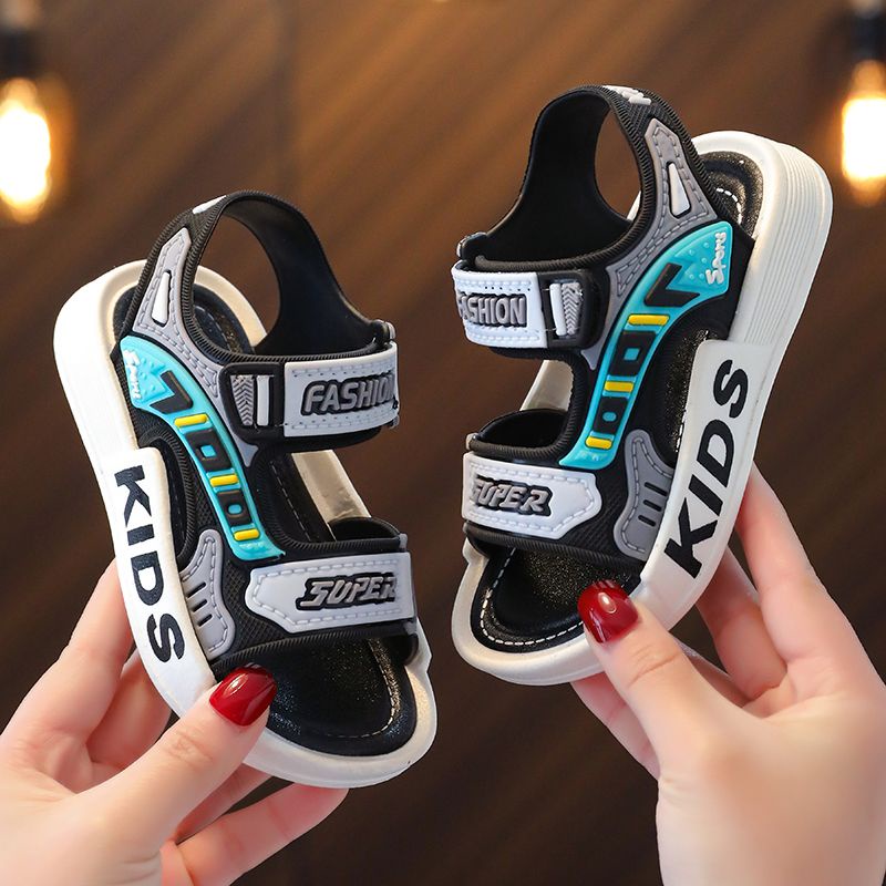 Giày Sandal Quai Dán Đế Mềm Vừa Cỡ Lớn Chống Trượt Phong Cách Mới Cho Bé Trai