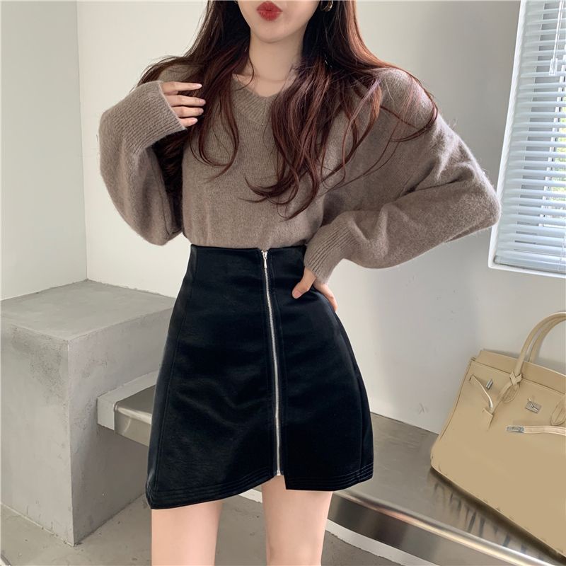 Hot Sale ~ Chân Váy Da Chữ a Lưng Cao Dáng Ôm Phong Cách Mới Dễ Phối Đồ Cho Nữ