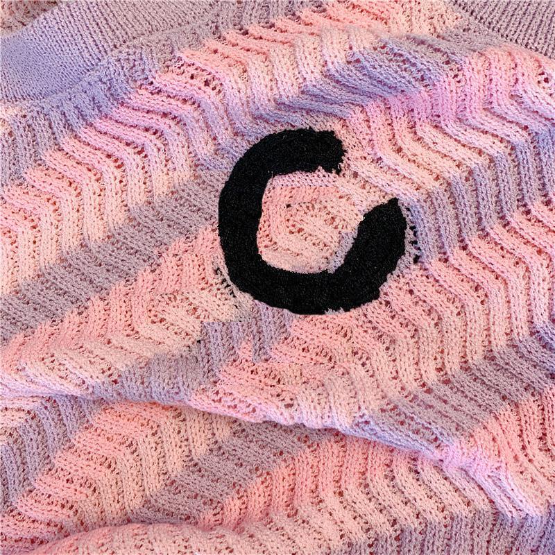 Áo Dệt Kim Hai Dây Dáng Ôm Ngắn Họa Tiết Kẻ Sọc Màu Hồng Thời Trang Mùa Hè Xinh Xắn Cho Nữ