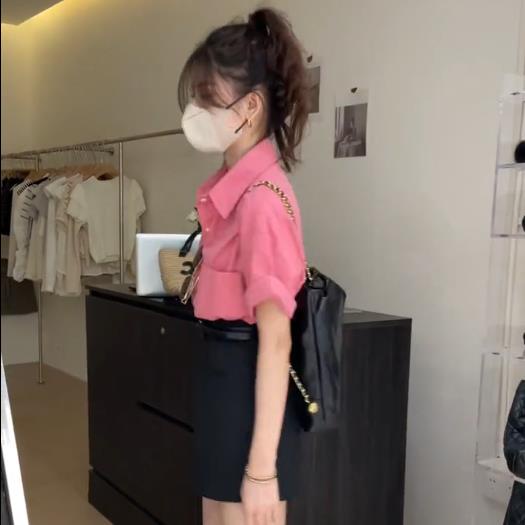 Áo Sơ Mi Tay Ngắn Dáng Rộng Màu Trắng Hồng Phong Cách Hàn Quốc Thời Trang Xuân Hè Mới Cho Nữ