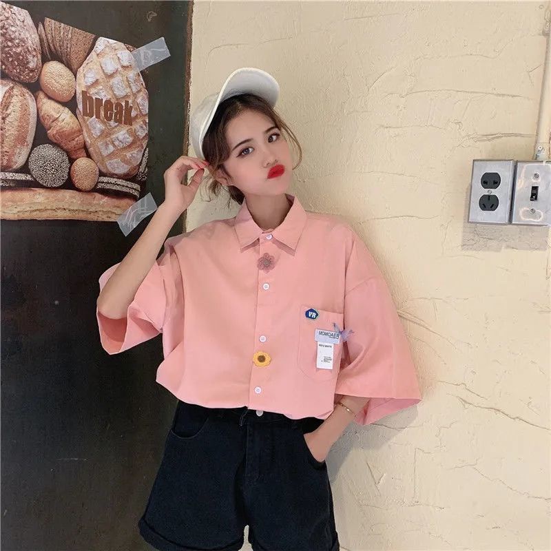 Áo Sơ Mi Trắng Mềm Ngắn Tay Dáng Rộng Phong Cách Hong Kong Thời Trang Mùa Hè Cho Nữ
