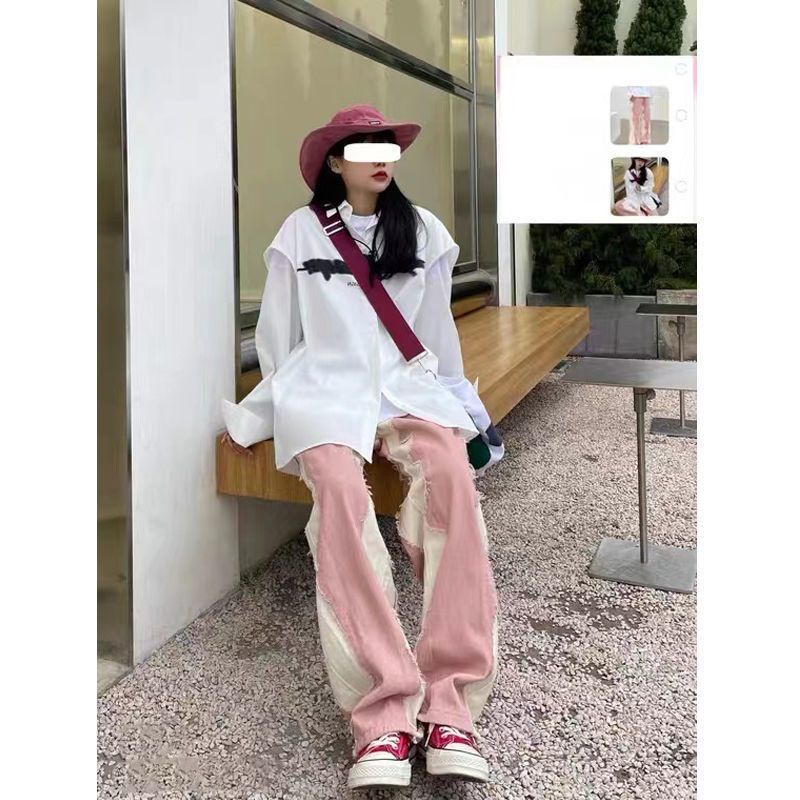 Quần Jean Ống Rộng Lưng Cao Màu Sắc Phù Hợp Cho Đường Phố Mỹ