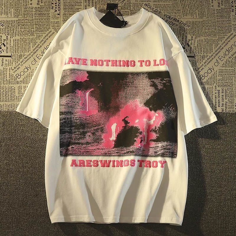 Áo Thun Tay Ngắn Dáng Rộng Chất Liệu Cotton 20% Phong Cách Âu Mỹ Thời Trang Cho Nam