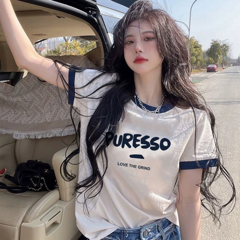 Áo Thun Cotton Mỏng Tay Ngắn Dáng Rộng Màu Trắng Phong Cách Mùa Hè Mới Cho Nữ