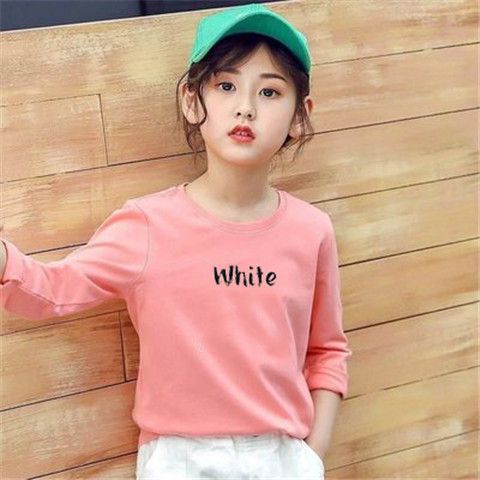 Áo Thun Cotton Tay Dài Màu Trơn Thời Trang 2023 Dành Cho Bé Gái