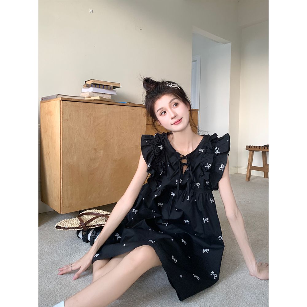 Đầm Búp Bê Họa Tiết Thêu Xinh Xắn Thời Trang Theo Phong Cách Pháp