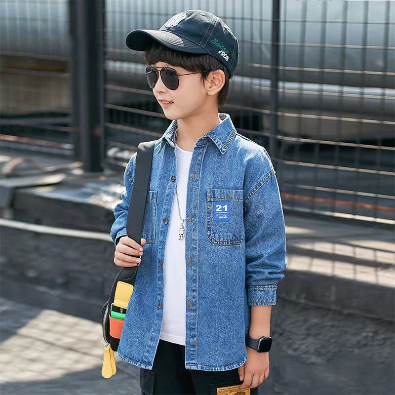 Hàng Mới Về Áo Sơ Mi Denim Phong Cách Hàn Quốc Thời Trang Xuân Thu Mới 2023 Cho Bé Trai