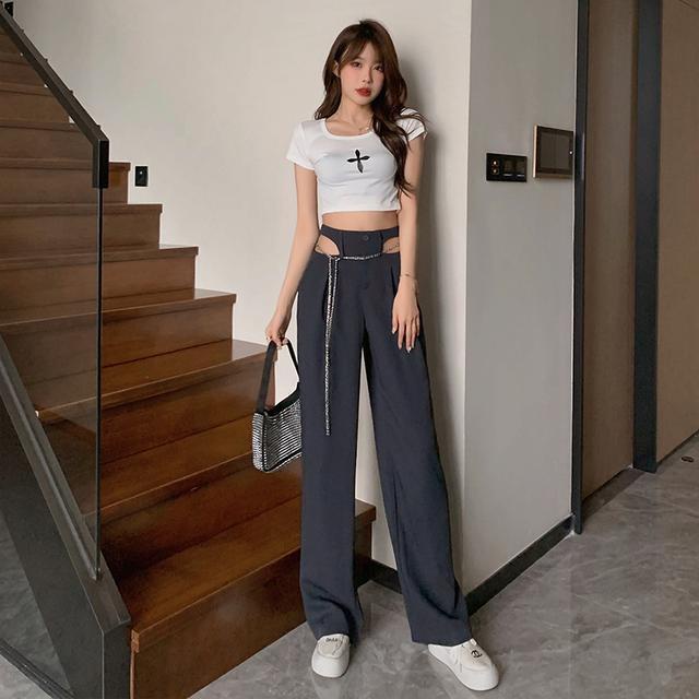 Quần Dài Ống Rộng Lưng Cao Phong Cách Hàn Quốc Thời Trang Mùa Hè Hàng Mới Dành Cho Bạn Nữ
