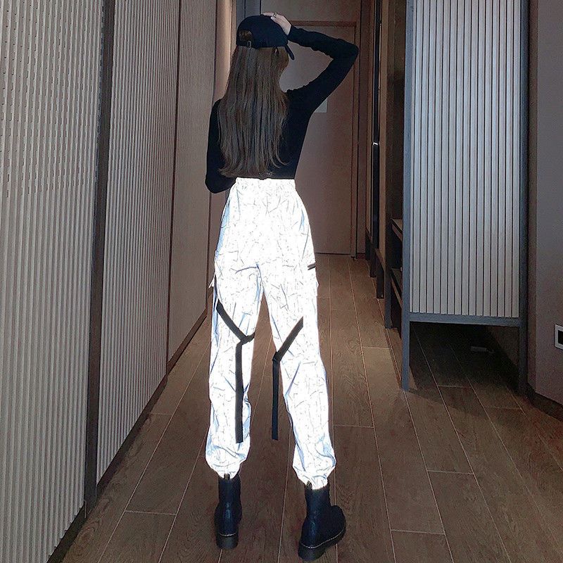 Quần Yếm Phản Quang Phong Cách Harajuku Mẫu Mới 2023 Thời Trang Mùa Xuân Cho Nữ