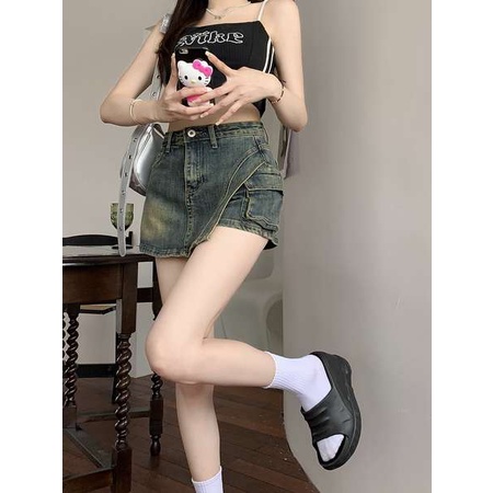 Chân Váy Denim Chữ a Lưng Cao Phong Cách Mỹ Thời Trang Mùa Hè 2023 Mới