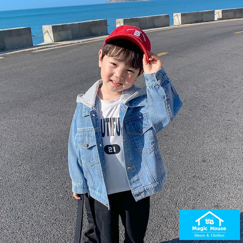 Áo Khoác Denim Có Mũ Trùm Thời Trang Hàn Quốc Mới 2023 Dành Cho Bé Trai