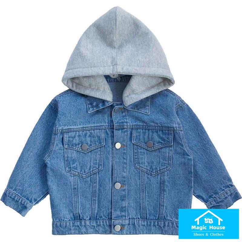 Áo Khoác Denim Có Mũ Trùm Thời Trang Hàn Quốc Mới 2023 Dành Cho Bé Trai