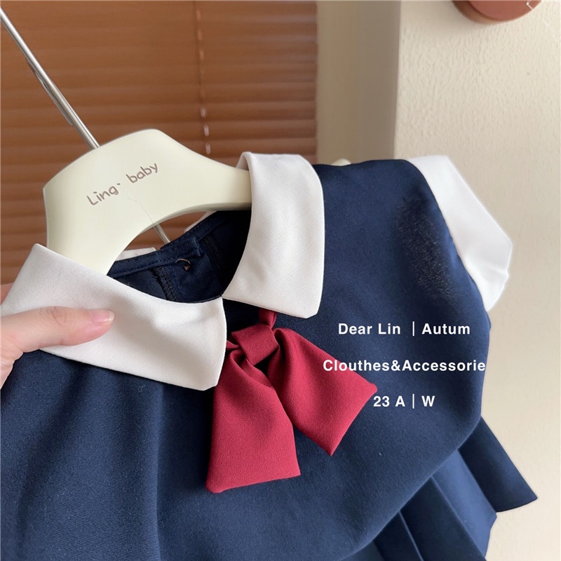 Set Áo Và Chân Váy Xếp Ly Phong Cách Preppy Hàn Quốc Mới 2023 Cho Bé Gái