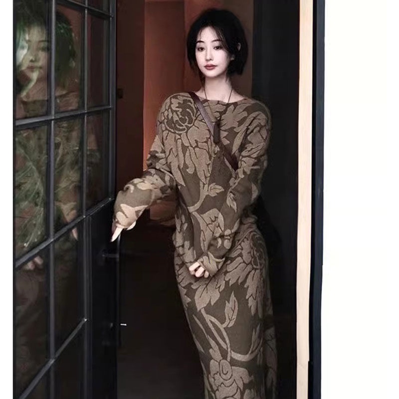 Đầm Dệt Kim Dáng Dài Phong Cách Trung Hoa Cổ Điển Thời Trang Mùa Thu Mới Chất Lượng Cao