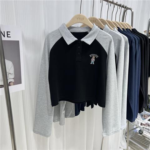 Hàng Mới Về Áo Thun Polo Tay Dài Thêu Họa Tiết Phong Cách Hàn Quốc Mới 2023 Cho Bé Gái