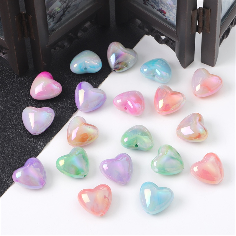 Chuỗi Hạt Hình Trái Tim Nhiều Màu Kích Thước 19X18mm Dùng Làm Trang Sức / Điện Thoại / Móc Khóa Diy