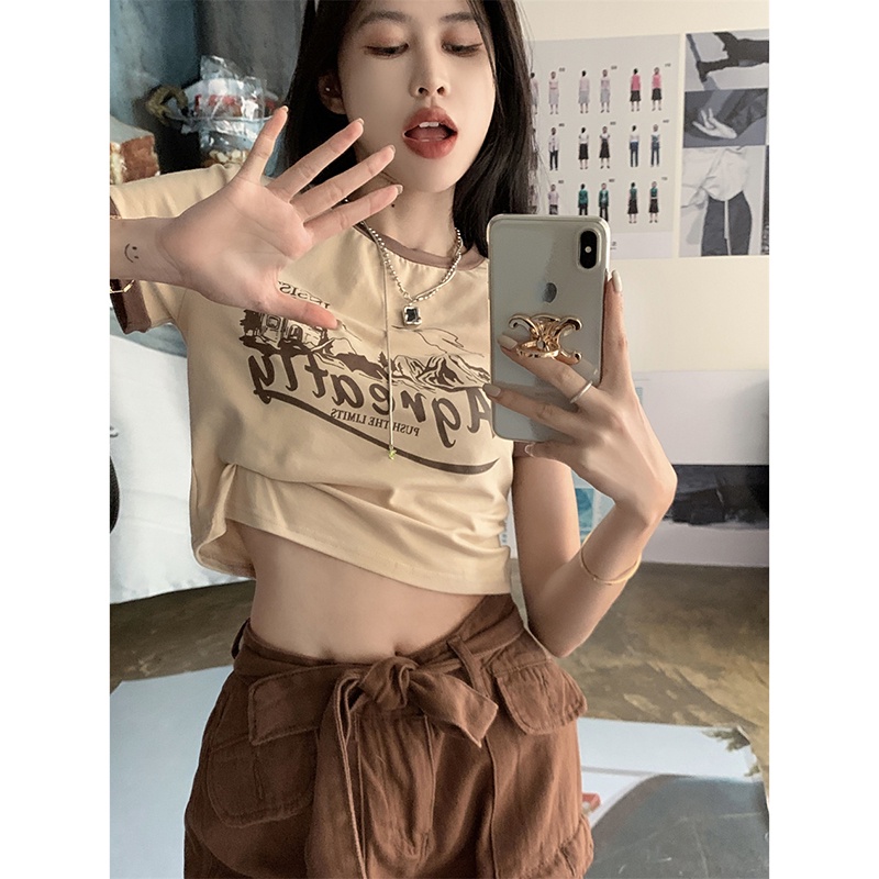 NRVP Áo Thun Tay Ngắn In Họa Tiết Phong Cách Hàn Quốc Mới Cho Nữ